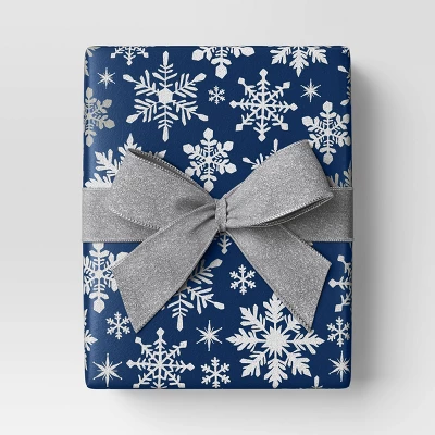 30” 25 Sq Ft Christmas Roll Wrap White Snowflakes On Blue - Wondershop™ 1 30” 25 Sq Ft Christmas Roll Wrap White Snowflakes On Blue - Wondershop™