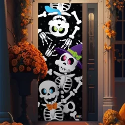 Joyfy Halloween Skeleton Door Cover, 30’’x72’’ Haunted House Decor For Doors Windows Walls, Peel & Stick Decal Halloween Party Supplies & Favors -Festival Store GUEST 3e61caca b772 44e9 a79f e9f7a5b8cefb