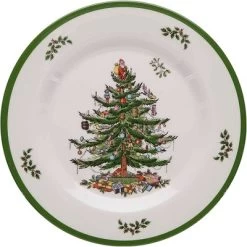 Spode Christmas Tree Melamine Salad Plate (Set Of 4) - 8 Inch Shatterproof Serving Plate - Festive Tableware, Dishwasher Safe Dinnerware
