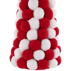 Northlight Pom Pom Cone Tree Christmas Decoration - 13" - White And Red -Festival Store GUEST 40605ef5 b2ee 4f49 b418 753b0317bdb4