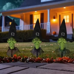 Northlight LED Lighted Smirking Witch Halloween Outdoor Pathway Markers - 17" - Set Of 3
