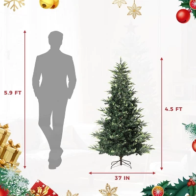 Pre-Lit Artificial Christmas Tree, Spruce Xmas Tree With Thick PE & PVC Branches, UL Listed Warm White Lights, Fire-Resistant, Home, Office 1 Pre-Lit Artificial Christmas Tree, Spruce Xmas Tree With Thick PE & PVC Branches, UL Listed Warm White Lights, Fire-Resistant, Home, Office