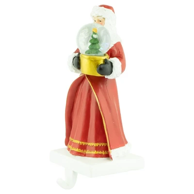 Northlight 9" Old-World Santa With Snow Globe Christmas Stocking Holder 2 Northlight 9" Old-World Santa With Snow Globe Christmas Stocking Holder - Image 2