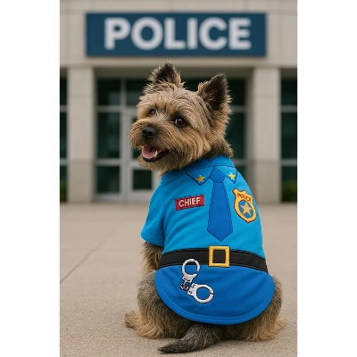 Parisian Pet 'Officer Woof' Halloween Costume For Dogs & Cats – Police Dog Costume, Pet Officer Outfit For Halloween, Light Blue 4 Parisian Pet 'Officer Woof' Halloween Costume For Dogs & Cats – Police Dog Costume, Pet Officer Outfit For Halloween, Light Blue - Image 4