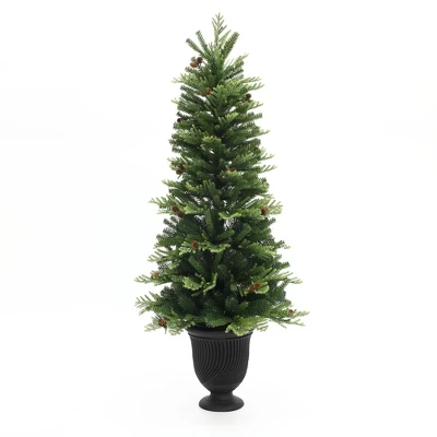 LuxenHome 4.5Ft Pre-Lit Artificial Pine Christmas Tree With Pinecones And Black Urn Planter Pot Green 8 LuxenHome 4.5Ft Pre-Lit Artificial Pine Christmas Tree With Pinecones And Black Urn Planter Pot Green - Image 8