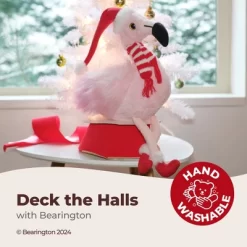 Bearington Pluma The Festive Flamingo Stuffed Animal, 8.5 Inch Flamingo Christmas Decoration, Holiday Stuffed Animal Gift For Kids