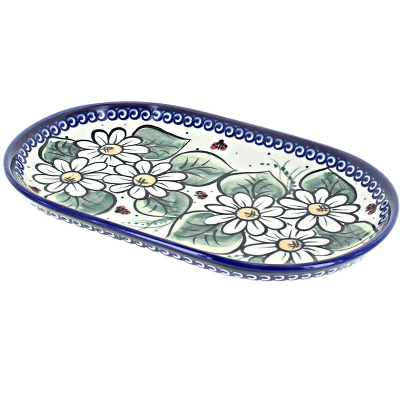 Blue Rose Polish Pottery 118 Vena Small Oval Dish 4 Blue Rose Polish Pottery 118 Vena Small Oval Dish - Image 4