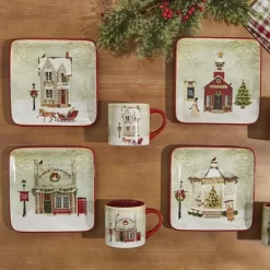 Park Designs Red Vintage Town Square Salad Plate Set Of 4