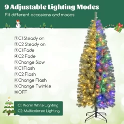 Costway 4.5/6.5/7.5/9 FT Artificial Xmas Tree With 256/556/724/1168 Branch Tips 100/200/250/500 LED Lights 9 Lighting Modes -Festival Store GUEST 4f8a61dd d261 497b 83f9 c2229883854d