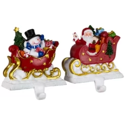 Northlight Santa And Snowman Sleigh Ride Christmas Stocking Holders - 4.25" - Set Of 2 -Festival Store GUEST 507eb39f 5cd2 463d af58 1afe8dedec8f