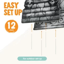 Joyfy 6 Pcs 15.7" Halloween Tombstones Outdoor Cemetery Decor, RIP Plastic Headstones Prop With 12 Metal Stakes For Yard Lawn Graveyard Decor -Festival Store GUEST 51962835 bb91 4888 9c4f 8bfdac45d273