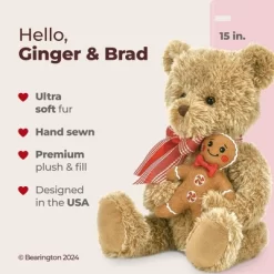 Bearington Ginger & Brad Gingerbread Christmas Bear Plush, 15 Inch Christmas Teddy Bear, Ideal Christmas Bear Gift For Kids -Festival Store GUEST 51b5c507 eeaa 4570 bf22 921c3aebff87