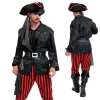 Joyfy Men Pirate Costume, Adult Pirate Shirt Vest Viking Pants Hat Set For Halloween Themed Parties