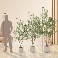 5FT 6FT 7FT Artificial Olive Tree Faux Olive Plant Realistic Leaves Silk Tree With White Pot For Home Office Decor, Interior Outdoor Decoration -Festival Store GUEST 5745b9be 07b4 4740 a349 9202277aebf7