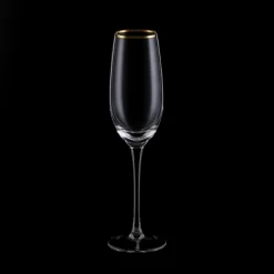 Slickblue Handcrafted Gold Rim Champagne Flutes - 8 Oz Set Of 6