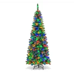4.5/6/7.5/9/12FT Pre-Lit Artificial Christmas Tree With LEDs, PVC Branch Tips & Metal Stand - Easy Assembly Xmas Tree For Home Office Decor -Festival Store GUEST 597f3f01 d80e 4705 af53 409f3ce792b6