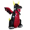 Tangkula 8 FT Tall Halloween Inflatable Dragon Indoor Outdoor Blow Up Decoration W/Wing Tail, Bright Internal Lights Giant Animated Dragon