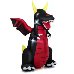 Tangkula 8 FT Tall Halloween Inflatable Dragon Indoor Outdoor Blow Up Decoration W/Wing Tail, Bright Internal Lights Giant Animated Dragon
