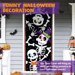 Joyfy Halloween Skeleton Door Cover, 30’’x72’’ Haunted House Decor For Doors Windows Walls, Peel & Stick Decal Halloween Party Supplies & Favors -Festival Store GUEST 5c2416e1 14d9 48c8 8a7e aeaaefe5d7ad