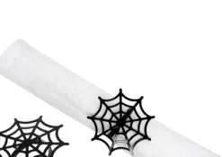 C&F Home Black Spider Web Decorative Metal Napkin Rings Set Of 4