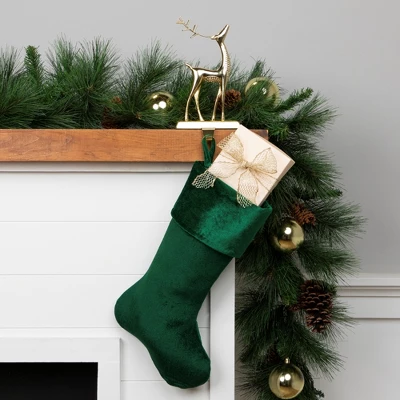 Northlight Traditional Velvet Hanging Christmas Stocking - 19" - Green 1 Northlight Traditional Velvet Hanging Christmas Stocking - 19" - Green