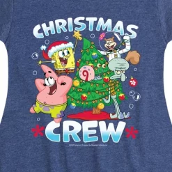 Girls' - SpongeBob SquarePants - Christmas Crew Fit & Flair Cap Sleeve Graphic Dress