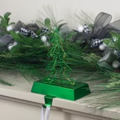 Northlight 8" LED Lighted Green Wired Christmas Tree Stocking Holder