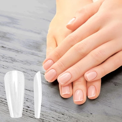 Unique Bargains Women's Trapezoid Fake Nails Clear 1 Set 1 Unique Bargains Women's Trapezoid Fake Nails Clear 1 Set