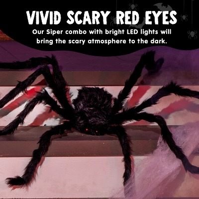 Joyfy 3pcs Halloween 63'' Hairy Huge Realistic Spiders, Indoor Outdoor And Yard Creepy Decor,Halloween Party Garden Haunted House Decorations 3 Joyfy 3pcs Halloween 63'' Hairy Huge Realistic Spiders, Indoor Outdoor And Yard Creepy Decor,Halloween Party Garden Haunted House Decorations - Image 3
