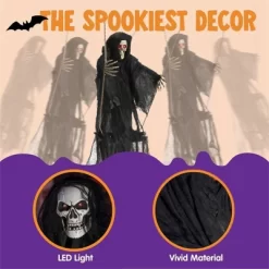 Joyfy 2 Packs 3ft Halloween Hanging Ghosts Outdoor Decor, Scary Grim Reaper Swinging Flying Skeleton With Lighted Up Eyes For Yard Patio Lawn Garden -Festival Store GUEST 6a3c816e 2bc0 42ef af9b 10c6f2ccad26