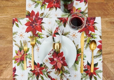 C&F Home Poinsettia Christmas Table Runner 14" X 72" 2 C&F Home Poinsettia Christmas Table Runner 14" X 72" - Image 2
