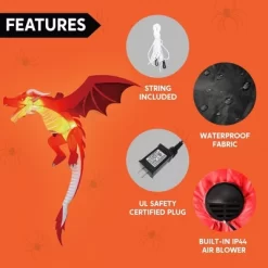 Joyfy 5 FT Halloween Inflatable Outdoor Decorations, Hanging Flying Dragon With Built-in LED For Halloween Yard Lawn Patio Outdoor Indoor Decoration -Festival Store GUEST 718f2715 6b3a 4c8a 9bea f578ce9b270a