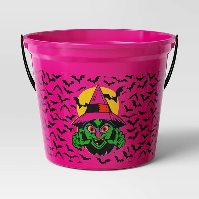 7.64" Witch Halloween Plastic Trick Or Treat Pail Dark Pink - Hyde And EEK! Boutique™ 2 7.64" Witch Halloween Plastic Trick Or Treat Pail Dark Pink - Hyde And EEK! Boutique™ - Image 2