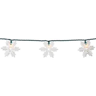 Northlight 10-Count White Glittered Snowflake Christmas Light Set, 6ft Green Wire 3 Northlight 10-Count White Glittered Snowflake Christmas Light Set, 6ft Green Wire - Image 3