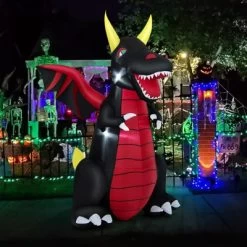 Tangkula 8 FT Tall Halloween Inflatable Dragon Indoor Outdoor Blow Up Decoration W/Wing Tail, Bright Internal Lights Giant Animated Dragon -Festival Store GUEST 7d1f82ea 3b0d 4e13 8051 b4367948f048