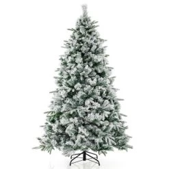 Costway 6/7 FT Pre-Lit Flocked Christmas Tree Hinged Xmas Decoration With 250/300 LED Lights -Festival Store GUEST 7e10b6b7 27a9 4c8f 97f2 e7ec0a2d01a2