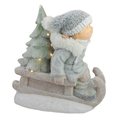 Northlight Lighted Girl On A Sled With Tree Christmas Decoration - 15" - Warm White Lights 4 Northlight Lighted Girl On A Sled With Tree Christmas Decoration - 15" - Warm White Lights - Image 4