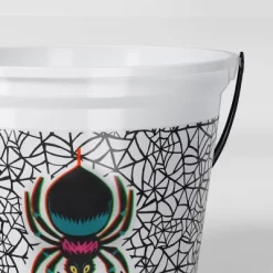8" Glow In The Dark Spider Halloween Plastic Trick Or Treat Pail White - Hyde And EEK! Boutique™ -Festival Store GUEST 81c8ad10 a417 4141 ac31 8aba0c68afaa