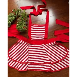 Wrapables Classic Vintage Christmas Holiday Apron, Stylish Cooking Apron, Red Stripe -Festival Store GUEST 84b9101d db79 4cf5 ab85 60ceb3206425