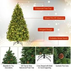 Costway 7Ft/7.5FT/8FT Pre-Lit Christmas Tree Hinged 460/540/600 Lights -Festival Store GUEST 84daac3d 9103 4b01 9467 173bcc1e74aa