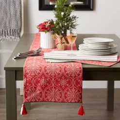 Design Imports Christmas Jacquard Reversible Table Runner, Joyful Snowflakes, 14X108" -Festival Store GUEST 87124c86 c989 4ea9 b5c8 1c95fc47cd3b