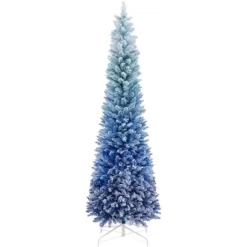 Costway 6/7 FT Blue Gradient Snow Flocked Artificial Christmas Tree With 435/725 Lush Branch Tips -Festival Store GUEST 87f5fb60 55a6 476c 9877 656a806b7331
