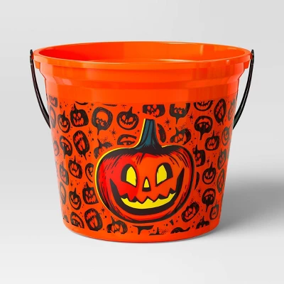 7.64" Jack Halloween Plastic Trick Or Treat Pail Orange - Hyde And EEK! Boutique™ 2 7.64" Jack Halloween Plastic Trick Or Treat Pail Orange - Hyde And EEK! Boutique™ - Image 2