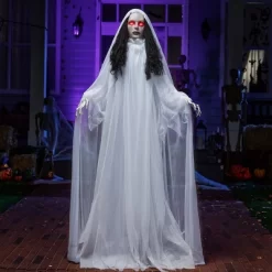 Joyfy 67’’ Halloween Animatronics Standing Bride Ghost Decoration, Life-Size Scary Ghost With Creepy Sound For Yard Lawn Outdoor Indoor Decoration -Festival Store GUEST 891f59e5 b470 4c66 aefd e822bd50ec22