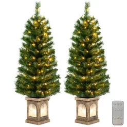 Costway 4 FT Pre-Lit Potted Christmas Tree Artificial Entrance Decor With 3 Lighting Modes -Festival Store GUEST 892c952d 4588 44be bf0f 726d7bcbc2a7