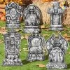 Joyfy 6 Pcs 15.7" Halloween Tombstones Outdoor Cemetery Decor, RIP Plastic Headstones Prop With 12 Metal Stakes For Yard Lawn Graveyard Decor