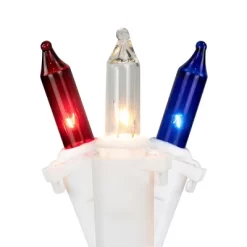 Northlight Mini Christmas Light Set - Red White And Blue - 10' White Wire - 50ct