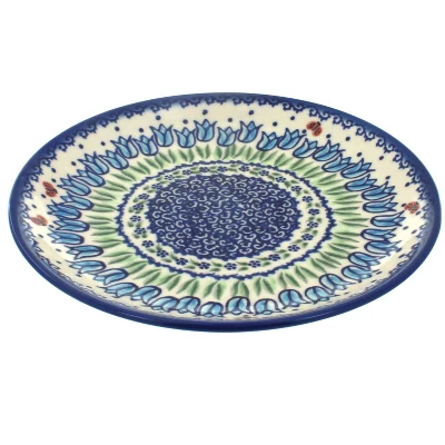 Blue Rose Polish Pottery Vena Dessert Plate 7 Blue Rose Polish Pottery Vena Dessert Plate - Image 7