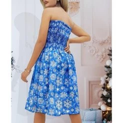 HAPPY BAY Women's Beach A Line Slit Mini Dress Ruched Tube Top Evening Party Short Strapless Casual Christmas Tree Dress For Women -Festival Store GUEST 90f3bc9d 30d8 4a5d 8a7e 382235ab227f