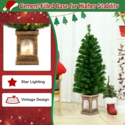 Costway 4 FT Pre-Lit Potted Christmas Tree Artificial Entrance Decor With 3 Lighting Modes -Festival Store GUEST 90fc2efa bdb1 447d ba0d 4238fabb4332